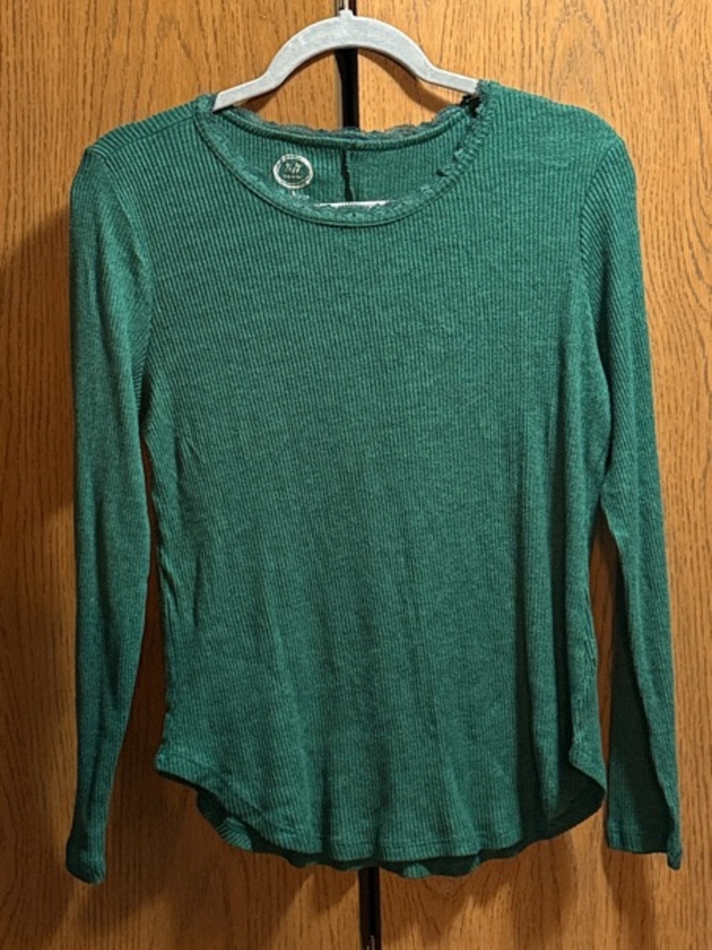 Maurices Evergreen Ribbed Crewneck Long Sleeve Top